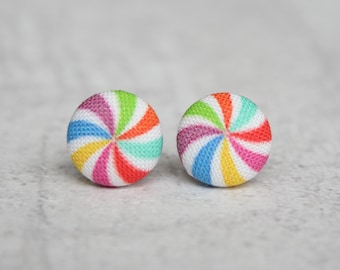 Lollipop Fabric Button Earrings