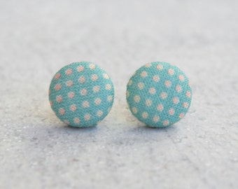 Tropical Dots Fabric Button Earrings