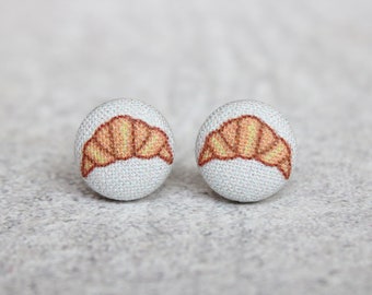 Croissant Fabric Button Earrings