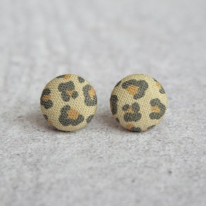 Leopard Fabric Button Earrings