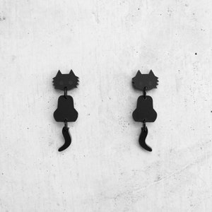 Black Cat Matte Acrylic Earrings
