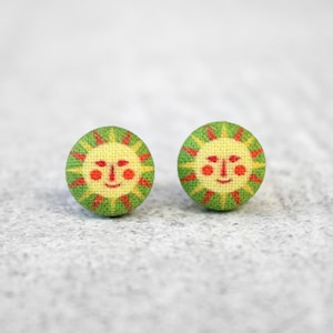 Retro Sun Fabric Button Earrings