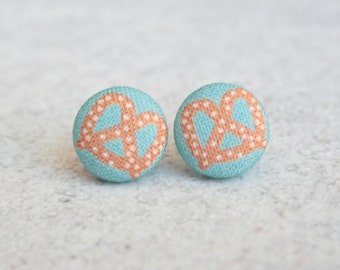 Pretzel Fabric Button Earrings