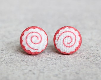 Fish Cake Fabric Button Earrings