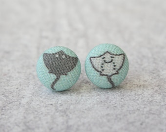 Stingray Fabric Button Earrings