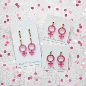 Feminist Acrylic Charm Earrings, Choose Your Style