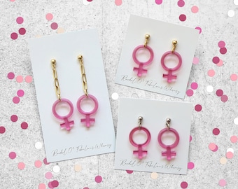 Feminist Acrylic Charm Earrings, Choose Your Style