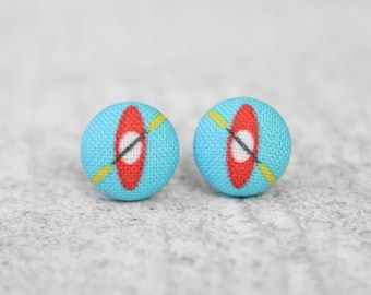 Kayak Fabric Button Earrings