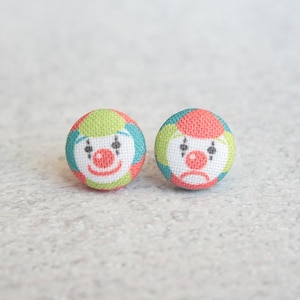 Clown Fabric Button Earrings