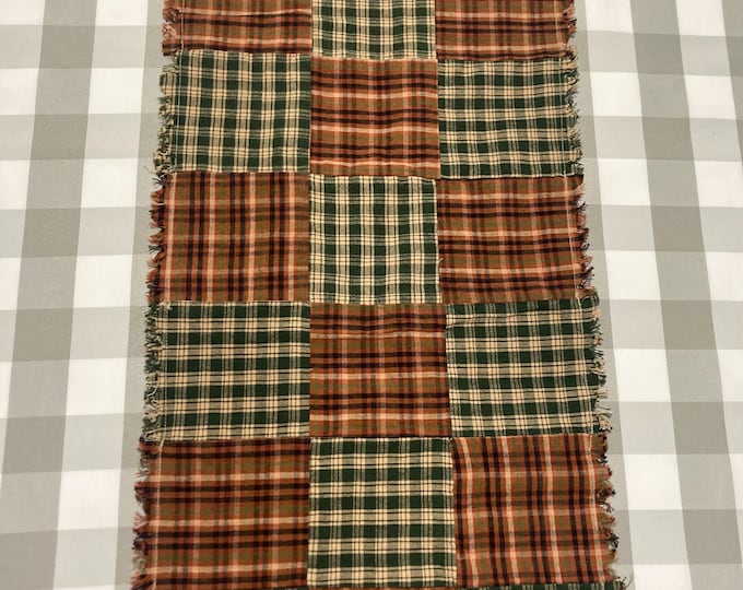 Plaid Primitive Homespun RAG Table Runner - Etsy