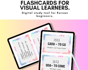 Tarjetas de vocabulario coreano | 36 verbos esenciales | Hangul + Romanización + Inglés | PDF imprimible | Herramienta de estudio de coreano | Regalo para fans del K-Pop