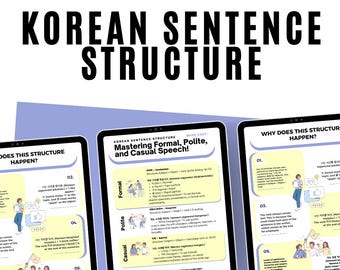 Korean Sentence Structure Poster Set | Learn Formal, Polite & Casual Speech | Korean Grammar Cheat Sheet | K-Language Study Guide