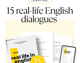 15 diálogos reales en inglés (PDF) | Recurso digital de ESL para mejorar la fluidez | Aprende a hablar como un nativo | Material de estudio para profesores de inglés