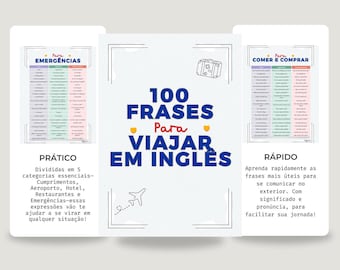Inglés de viaje para hablantes de portugués: 100 frases esenciales con pronunciación | Descarga instantánea en PDF