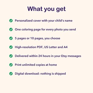 Libro para colorear personalizado a partir de tus fotos, páginas para colorear personalizadas para niños con nombre, regalo de página para colorear a partir de una foto, PDF imprimible imagen 6