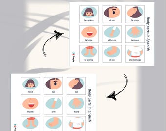 Bilingual Flashcards Set English & Spanish | Digital Printable | Fun Learning for Kids and Adults | Perfect for Language | Instant Download