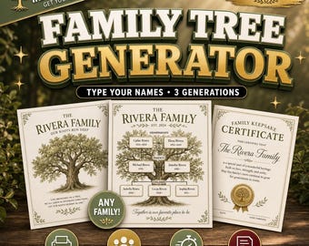Personalized Family Tree Template - Instant Download | Type Your Family Names, Get a Custom Family Tree PDF in Seconds