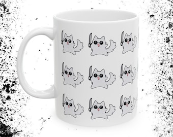 Gojo Anime Cat Ceramic Mug — Cute JJK-Inspired Coffee Cup