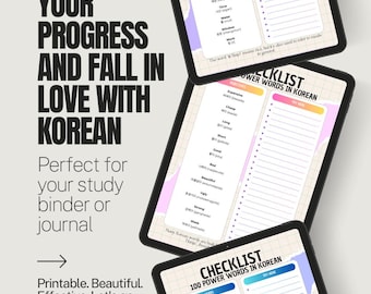 100 palabras clave en coreano: lista de vocabulario imprimible para principiantes | Inspirada en K-dramas | Hoja de aprendizaje de Hangul (PDF)