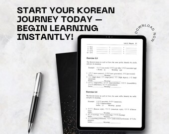 Basic Korean Grammar and Workbook – Learn Korean with Digital Download | Perfect for Beginners! | Instant PDF Access | Study Korean at Home