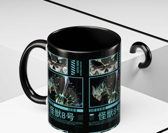 Kaiju Monster Mug – Horror Anime Halloween Coffee Cup | Spooky Kaiju 8 Gift for Geeky Fans | Unique Ceramic Drinkware & Digital Print Combo