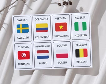 Around the World Flashcards: Nationality Learning Cards for Kids, ESL, and Travel Enthusiasts!