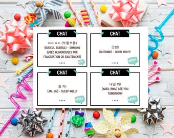 80 tarjetas didácticas de saludos y cumplidos coreanos | Imprimibles y digitales | Aprende hangul con estilo y emoción