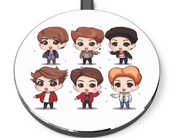 Cute Character Wireless Charger, Fast Charging Pad, Cartoon Design, K-Pop Fan Gift, Desk Decor, Gaming Accessories