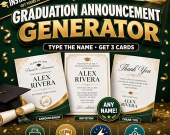 Custom Graduation Card Maker - Any Grad, Unlimited Uses | Instant Download Printable Graduation Generator