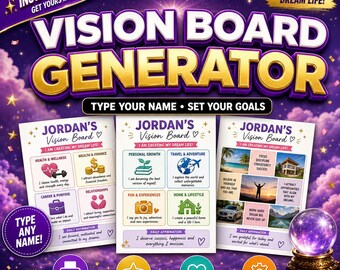 Gepersonaliseerde Vision Board Generator 2026 | Directe PDF-download | Aangepast Vision Board voor Doelstellingen en Manifestatie + Affirmaties