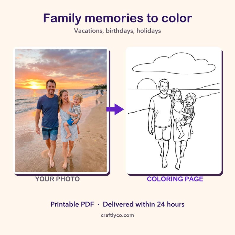 Libro para colorear personalizado a partir de tus fotos, páginas para colorear personalizadas para niños con nombre, regalo de página para colorear a partir de una foto, PDF imprimible imagen 3