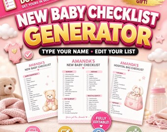 Personalized Baby Prep Checklist - Instant Download | Type Your Name, Get a Custom Checklist PDF in Seconds