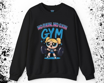 Bubbles Powerpuff Girls Gym Retro Sweatshirt – No Pain, No Gain Energy!