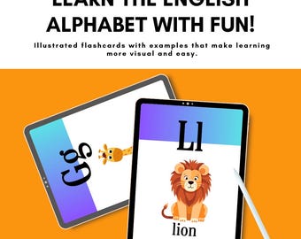 Tarjetas didácticas ilustradas del alfabeto inglés: ¡Aprendizaje rápido y divertido!