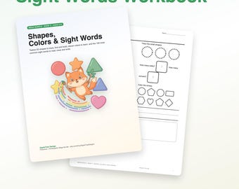 Werkboek Vormen, Kleuren en Woordherkenning voor kinderen van 3-6 jaar | 79 printbare pagina's: 100 woordjes, vormen overtrekken | Kleuterschool/Peuterschool PDF