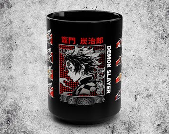 Demon Slayer Black Mug Christmas Gift - Anime Xmas Coffee