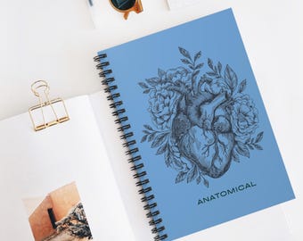 Cuaderno de espiral con corazón anatómico: Ink Your Soul | Cuaderno de bocetos estético y diario rayado - Trazado rayado, regalo para estudiantes, papelería única