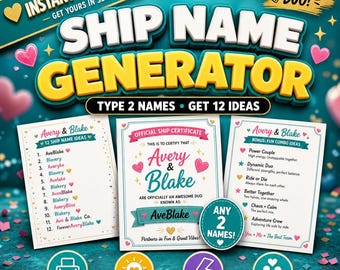 Custom Duo Name Maker - Any 2 People, Unlimited Uses | Instant Download Printable Nickname Generator + Certificate