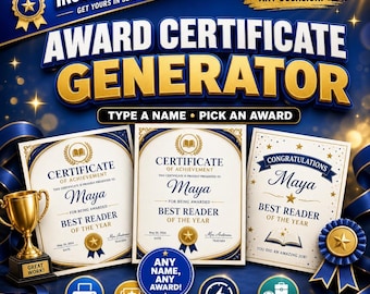 Personalized Award Certificate - Instant Download | Type Any Name & Award Title, Get a Custom PDF Certificate in Seconds