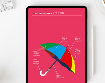 Impresión digital de 3000 palabras y frases en coreano | Aprende hangul con K-Drama y K-Pop | Descarga instantánea en PNG y PDF