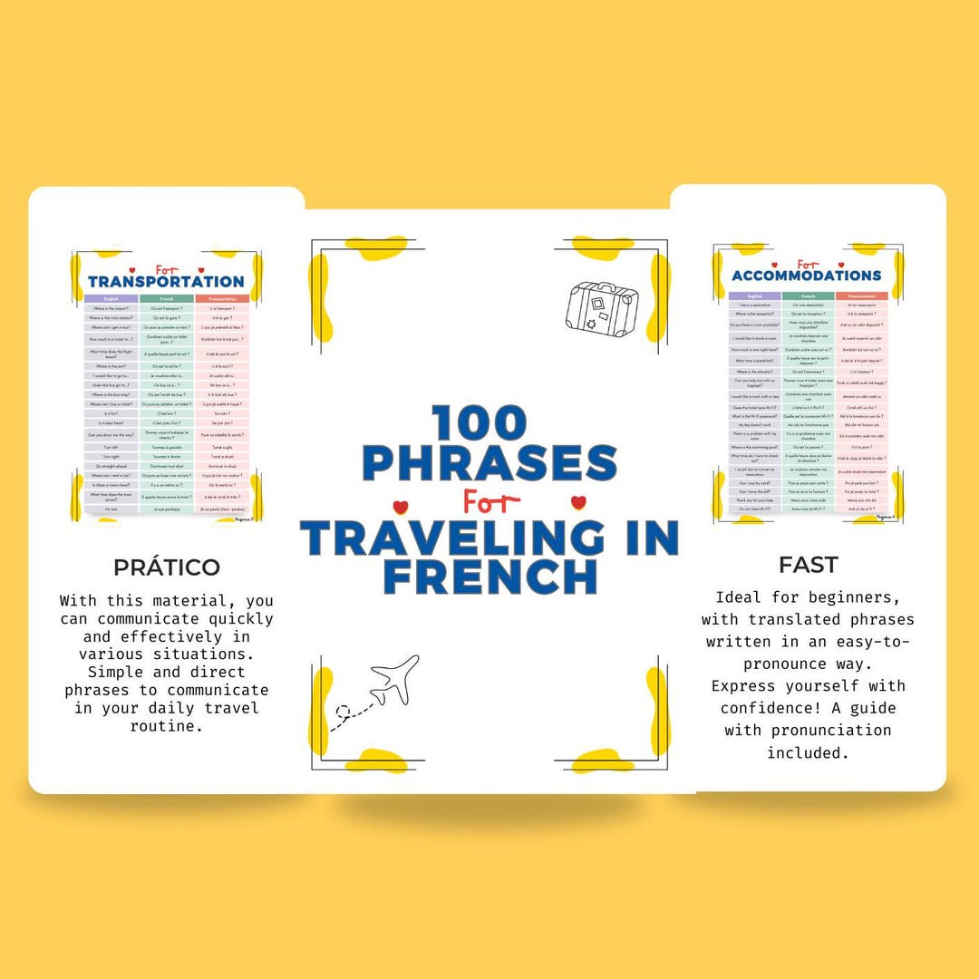 100 French Phrases for Travel - Etsy