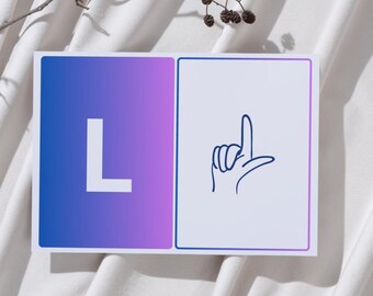 Aprende rápidamente la lengua de señas brasileña: tarjetas didácticas del alfabeto de Libra, guía de aprendizaje digital imprimible para niños y adultos.