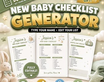 Instant New Baby Checklist Generator | Personalized Registry & Hospital Bag Checklist PDF | Digital Download for Moms-to-Be