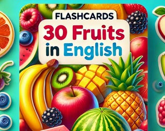 30 Fruit Flashcards Christmas Gift - Learn Xmas Edition