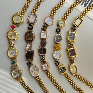 Punk Button Charm Watch Necklace,Gold Watch Choker,Chunky Gold Chain Choker,Grunge Watch Jewelry, Y2K Gold Clock Necklace, Unisex Watch Gift