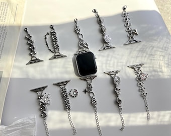 Y2K Minimalist Silver Chain Apple Watch Band,Cute Charm Apple Watch Strap,Unique Chain Bracelet for Smartwatch,Silver Charm Watch Strap