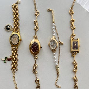 Handmade Gold Wrist Watch For Woman, Trendy Watch Bracelet, Minimalist Gold Wrist Watch, Elegant Watch Gift, Unique Charm Bracelet Watch