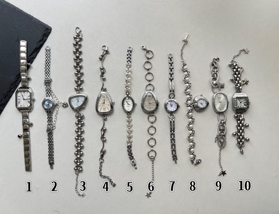 Trendy Silver Watch for Woman,Pearl Watch Bracelet,Y2K Charm Watch,Unique Dial Watch Jewelry,Exquisite Watch Gift,Dainty Heart Wrist Watch
