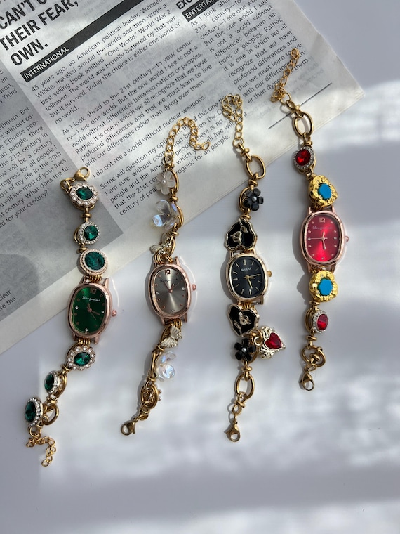 Vintage Colorful Wrist Watch for Woman,elegant Beads Charm  display picture 2