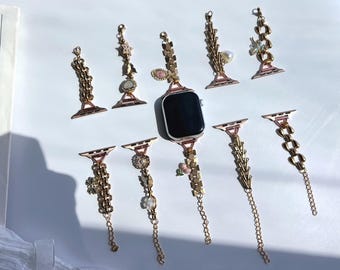 Y2K Minimalist Gold Chain Apple Watch Band,Cute Charm Apple Watch Strap,Unique Chain Bracelet for Smartwatch,Gold Charm Watch Band Gift Idea